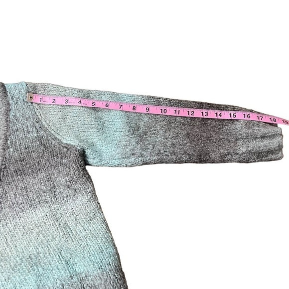 Woolrich Petite Cropped Teal & Gray Wool Blend Sweater Sz SP - Picture 3 of 7
